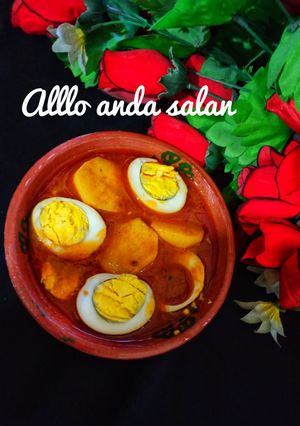 A picture of Aloo anda salan.
