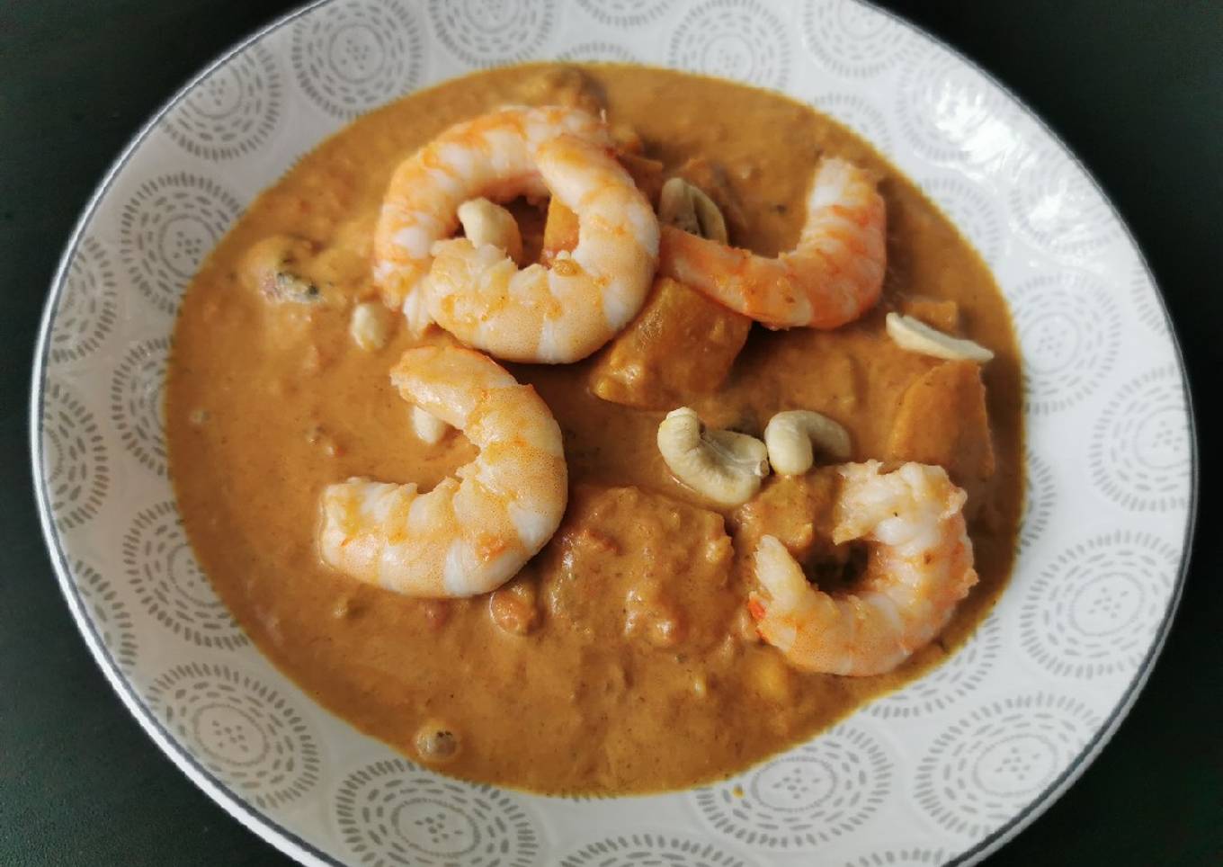 Curry de patate douce aux crevettes