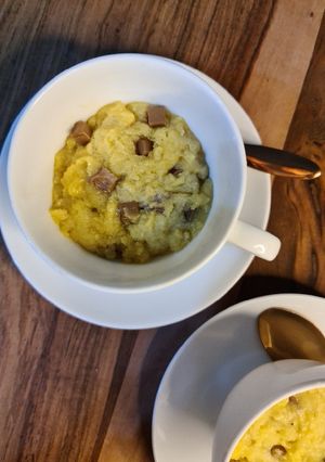 A picture of Chocolate chip cookie mug cake.