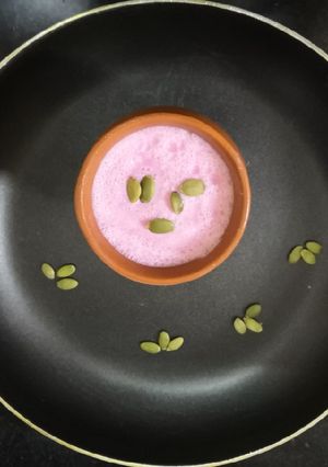 A picture of Misti Dahi -beetroot flavoured.