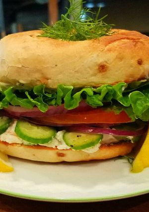 A picture of Mike's Cold Alaskan King Crab Cheese Bagel Spread.