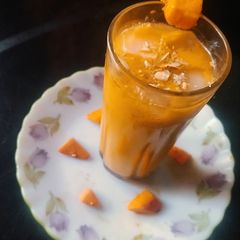 Mango gulkand lassi A picture of Mango gulkand lassi.