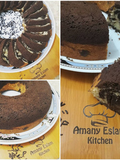 صورة لوصفة كيكة الزبادي الرخامية