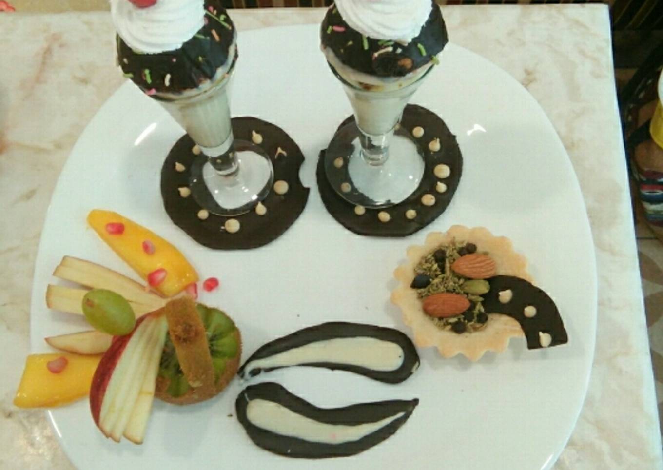 Chocolate golgappa with thandai shake