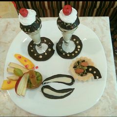A picture of Chocolate golgappa with thandai shake.