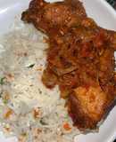Chinese rice with peppered chicken
