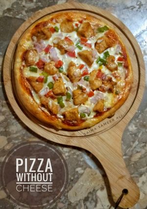 A picture of Without cheese pizza.