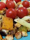 Verduras al wok con pollo y fideos