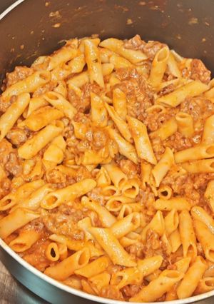 A picture of Spicy Macaroni with Ground Meat and Chorizo.
