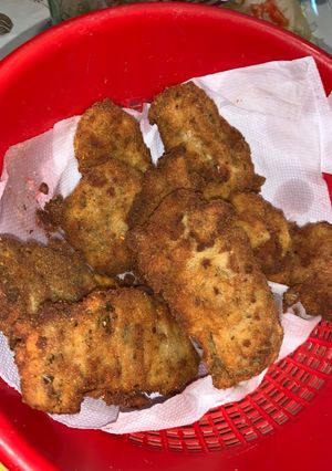 Una foto de Milanesas de berenjena blancas