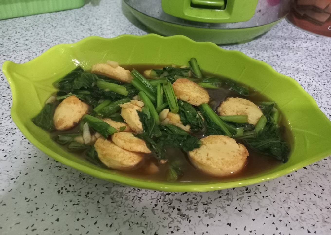 Tofu Sawi Saos Tiram (cara jitu mengurangi minyak goreng)