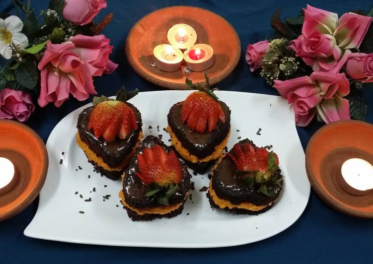 Recipe of Perfect Paneer Sandwiched Chocolate Hearts