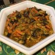 Aubergines, carottes et ciboules au lard et curry