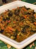 Aubergines, carottes et ciboules au lard et curry