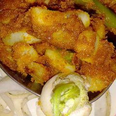 A picture of Radish(mooli) with Besan.