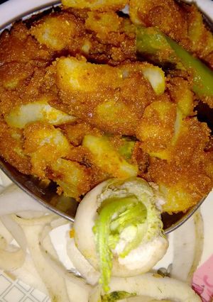 A picture of Radish(mooli) with Besan.