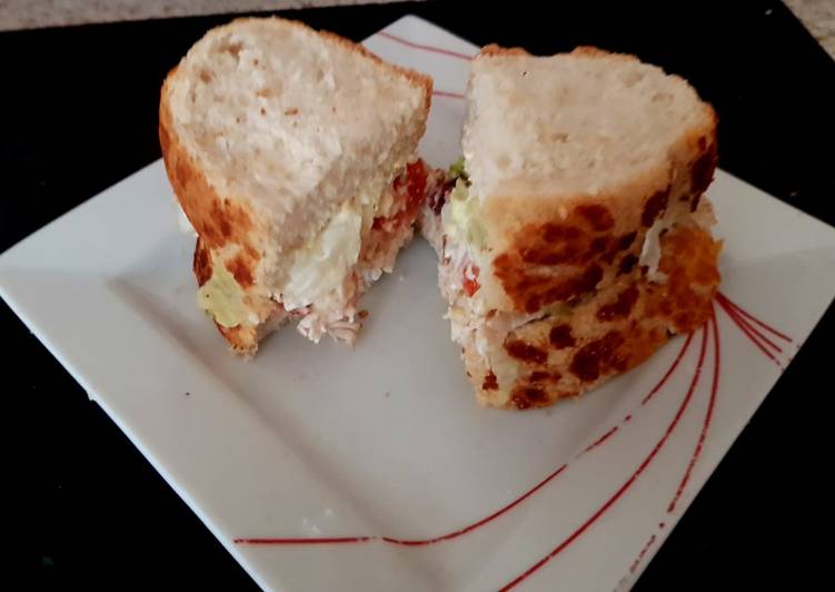 How to Prepare Quick My Tigerbread Sandwich fresh chicken, tomatoes sliced, + more 😘