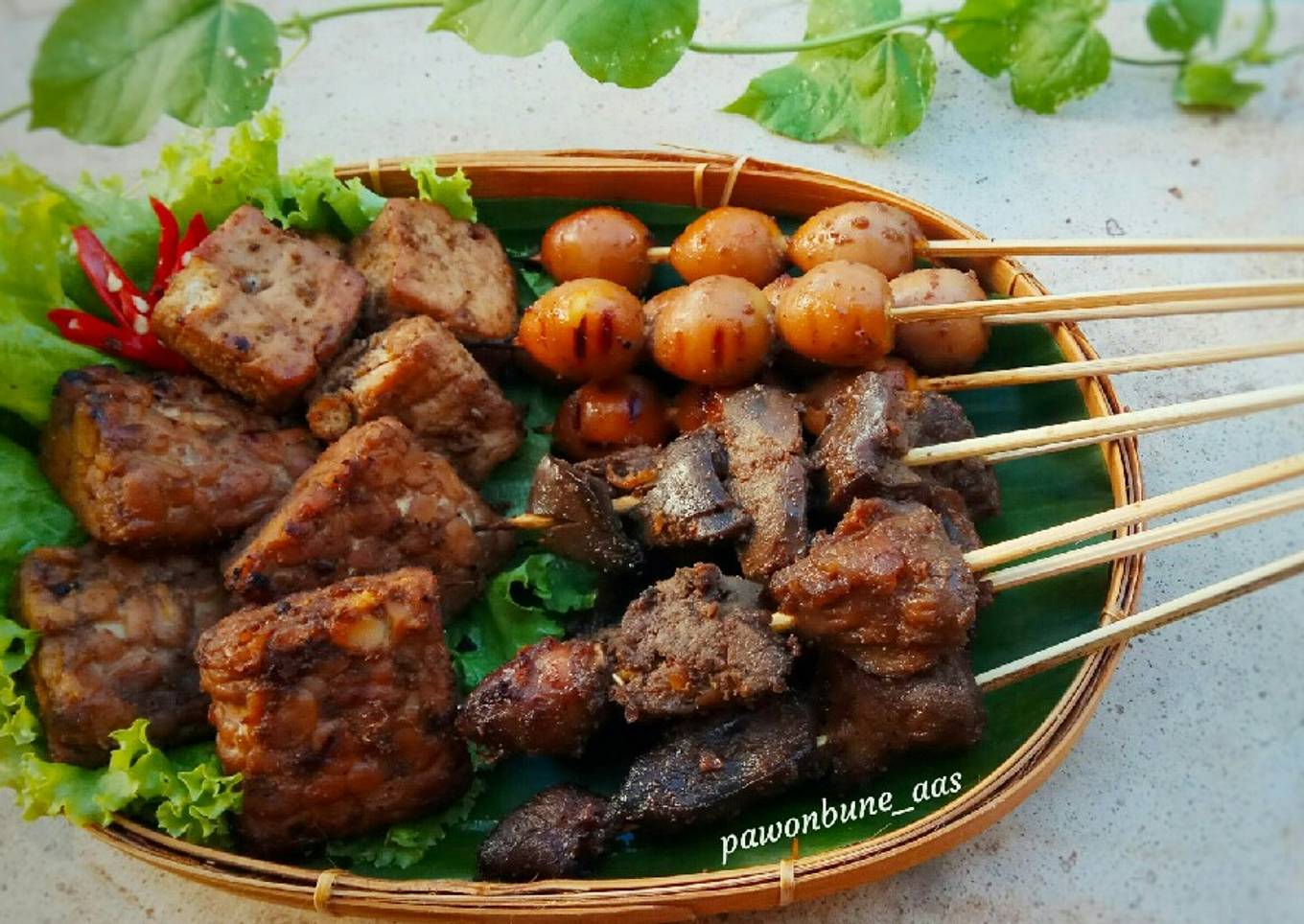 Bacem (Tempe, Tahu, Telur Puyuh, Hati Ampela Ayam)