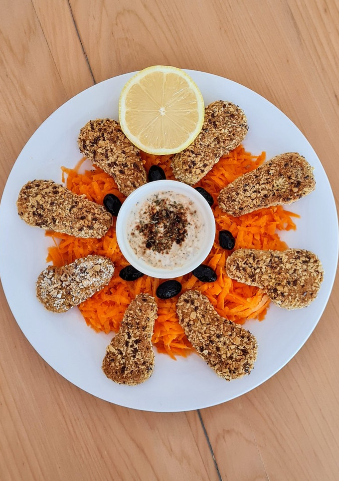 Una foto de Nuggets no pollo ♥ 🐔 de garbanzos y sin fécula ♥ 🐥 vegetarianos con opción vegana