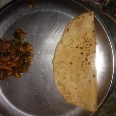 Green onion and potato sabji A picture of Green onion and potato sabji.