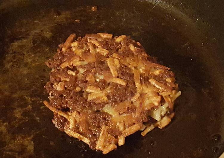 Burger and hashbrown cakes