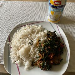 A picture of Vegetable Sauce with Basmati Rice.