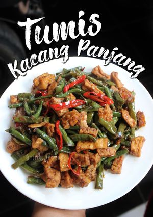 Foto resep Tumis kacang panjang tempe tahu pedas manis