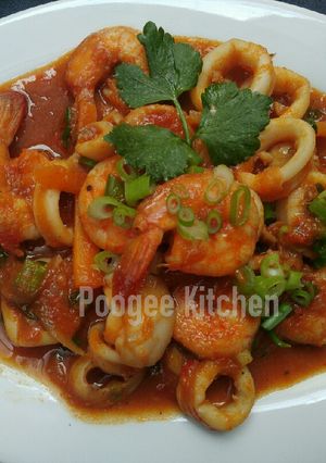 Foto resep Udang Cumi Saos Padang