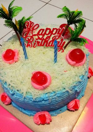 Foto resep Birthday cake blumut (blue imut)