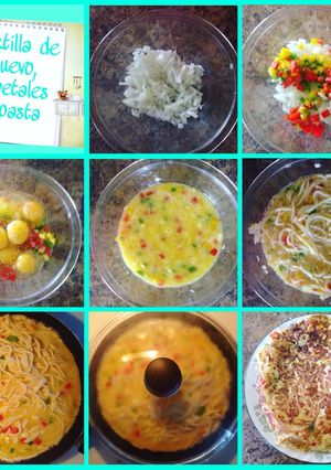 Una foto de Tortilla de huevo, vegetales y pasta