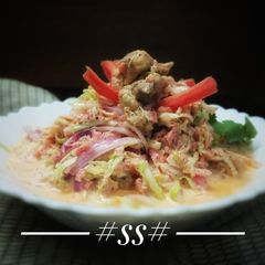 A picture of Chicken Salad with crunchy veggies.