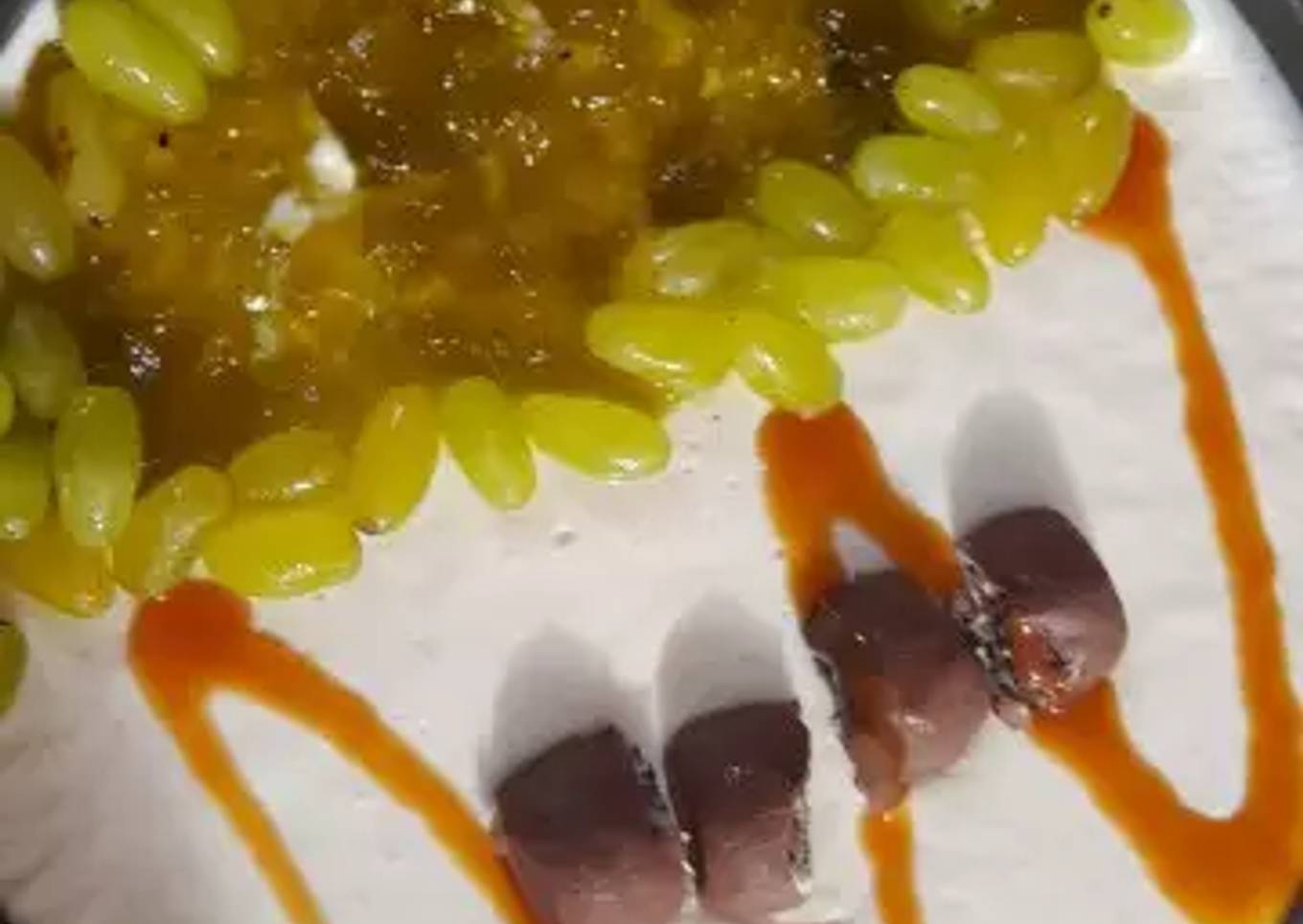 3 layered Cadbury and kiwi grapes Cheese cake 2 in 1