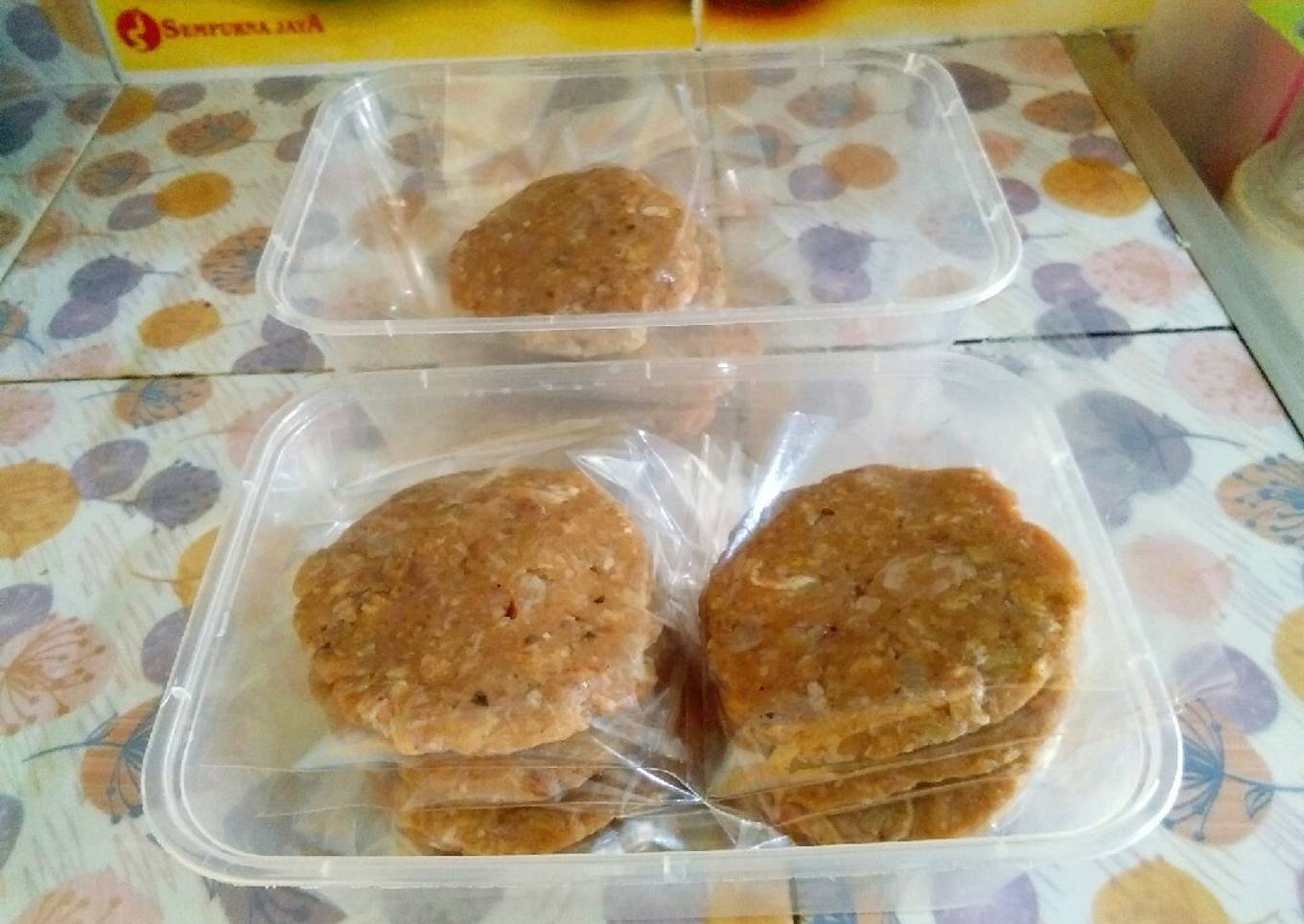 Homemade Beef patty frozen (daging cincang pipih u isian burger)