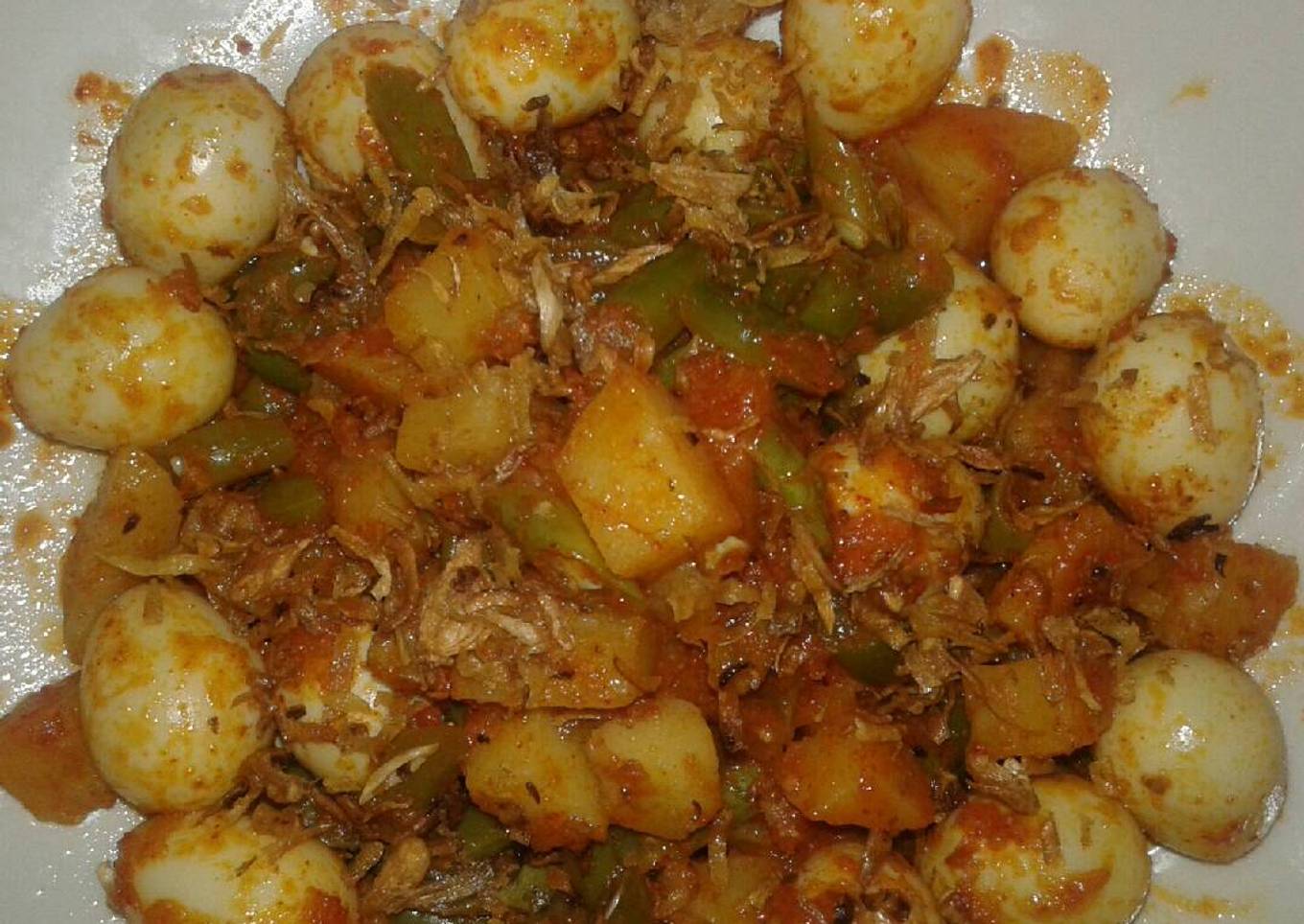 Balado Buncis Campur Kentang dan Telur Puyuh
