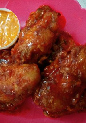 Foto resep Fire wings ala richeese factory with cheesy sauce
