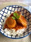 Arroz basmati con albóndigas de berenjena