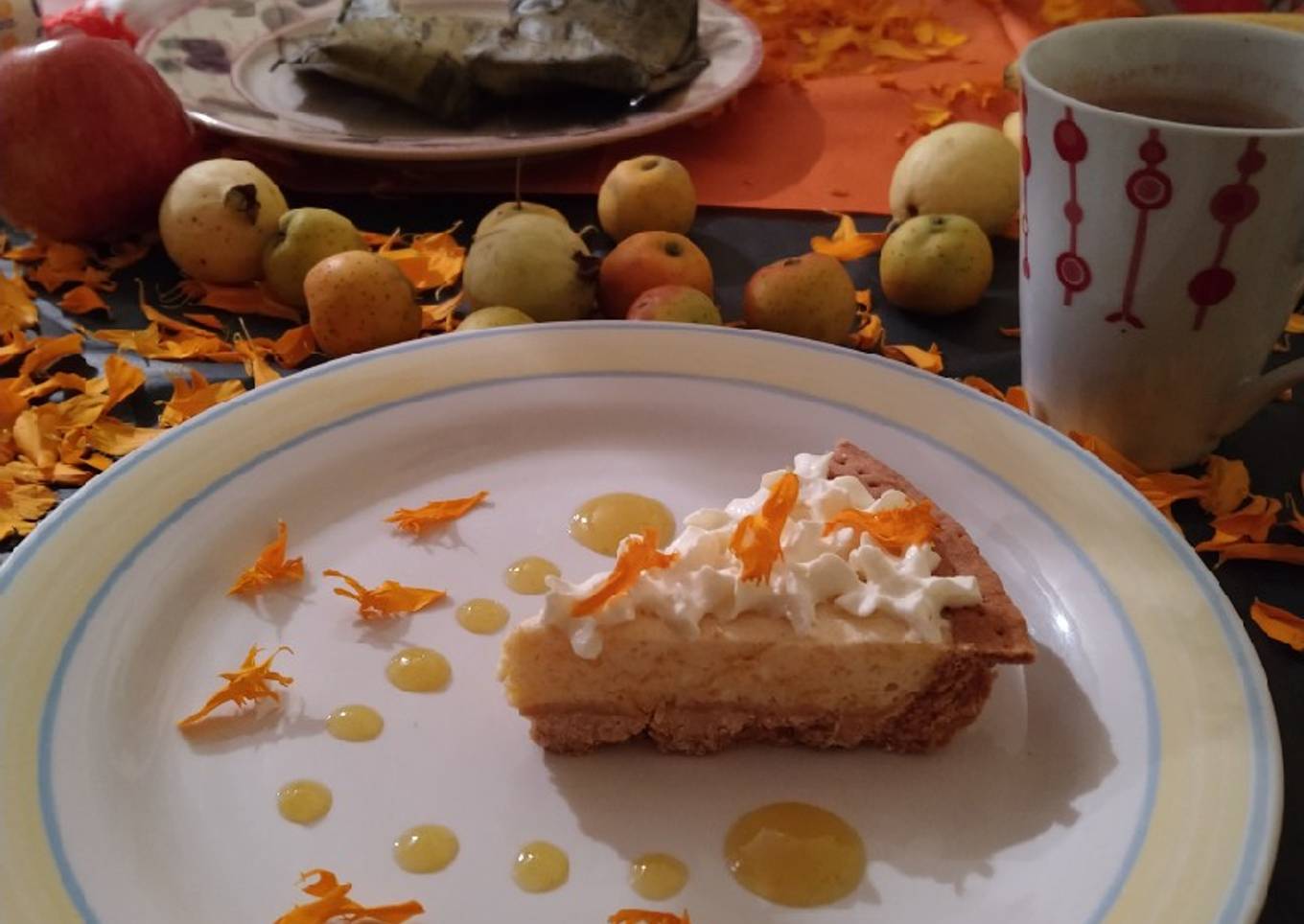 "Camino a la vida" Tarta con relleno de mousse de calabaza tamala