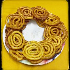 Moong dal jalebi A picture of Moong dal jalebi.