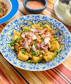 đậu phụ thịt băm chiên