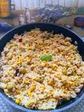 Egy serpenyős rizses csirke fokhagymával, kukoricával,babbal és olívabogyóval 🐤🐥🐣🌽🫒🧄🥣