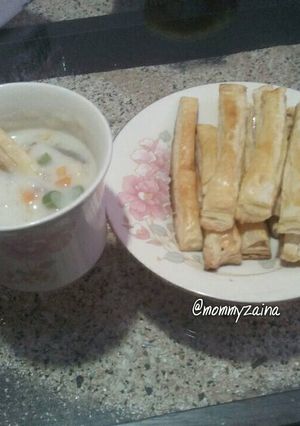 Foto resep Krim sup dengan stick pastry