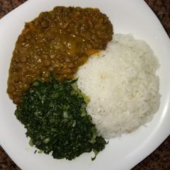 A picture of Fried rice, lentils and spinach favourite Easter dish.