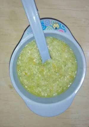 Foto resep Mpasi 8+, tim beras putih,brokoli,wortel,tofu rasa udang