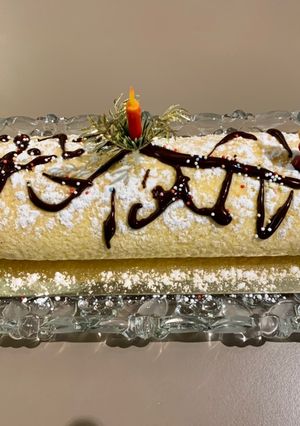 Une photo de Bûche crème mousseline à la clémentine