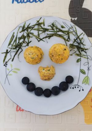 Hình của món Trứng nướng tôm, quinoa, bí đỏ.