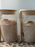 Avena trasnochada de cacao y banana saludable