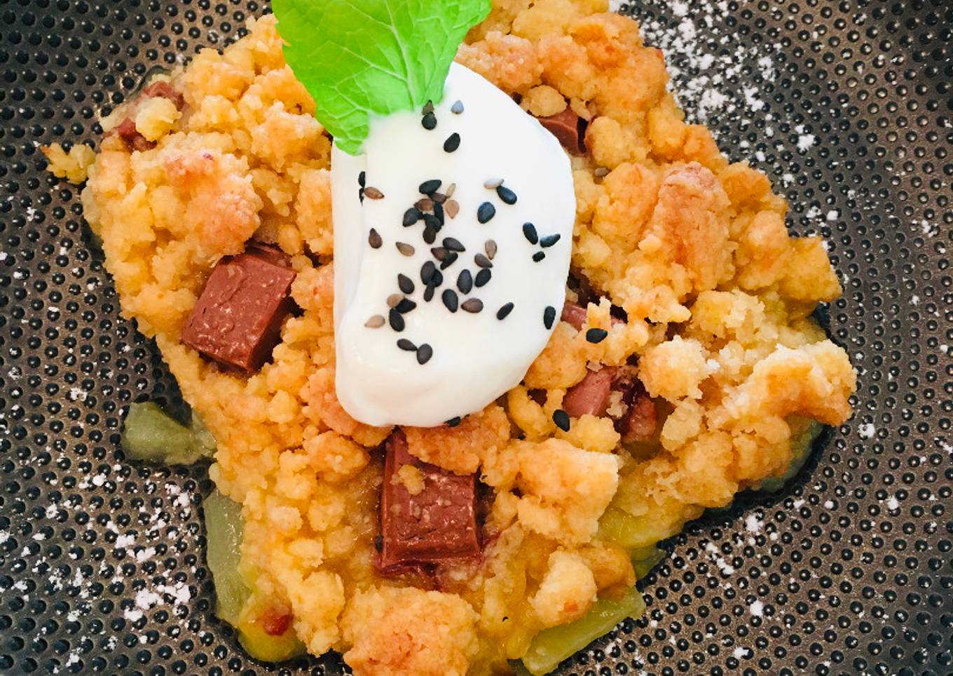 Crumble Kiwi Pomme et Chocolat