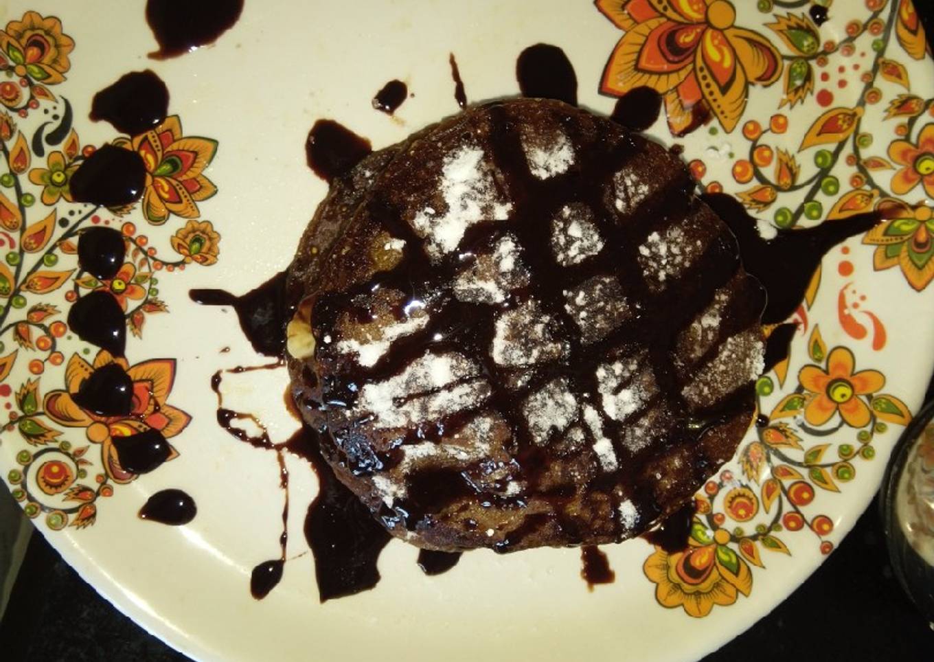 Chocolate pancake with fresh fruits