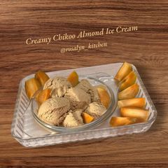 A picture of Creamy Chikoo Almond Ice Cream.
