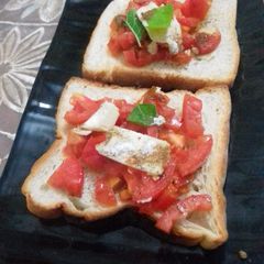 A picture of Bruschetta using bread.